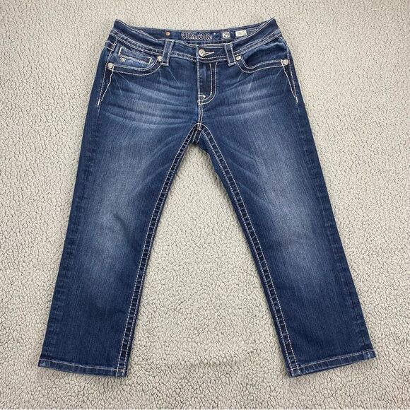 Miss Me Women's Cuffed Capri Thick Stitch Embellished Stretch Jeans | Size: 29 - Picture 2 of 15